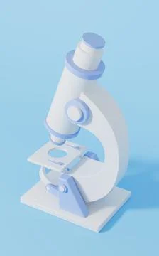 Microscope model with blue background, 3d rendering. 스톡 일러스트