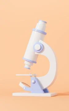 Microscope model with orange background, 3d rendering. Stock Illustration