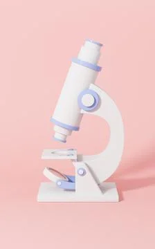 Microscope model with pink background, 3d rendering. Stock Illustration