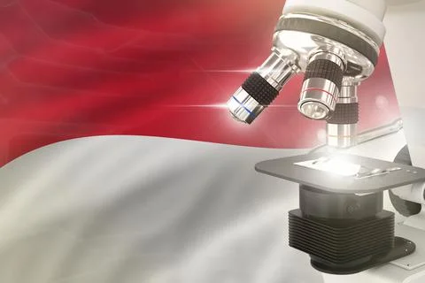 Microscope on Monaco flag background - science development concept Stock Illustration