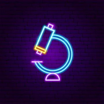 Microscope Neon Label Illustrazione stock