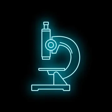 Microscope neon outline glowing blue light icon 스톡 일러스트