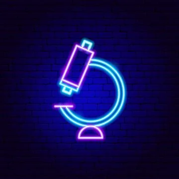 Microscope Neon Sign Stock Illustration