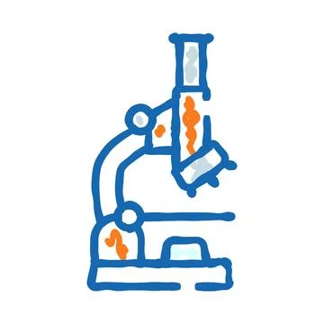 Microscope observing cells for scientific research and biology discovery Stock Illustration