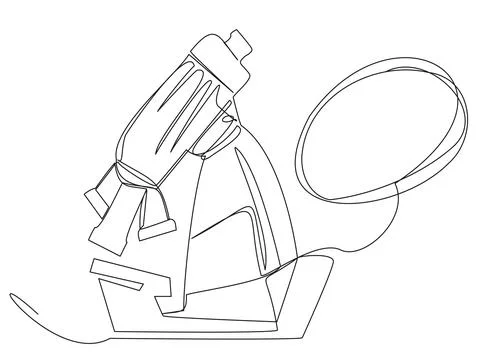 Microscope in one line with a dialog bubble Stock Illustration