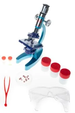 Microscope optical instrument on white background Stock Photos