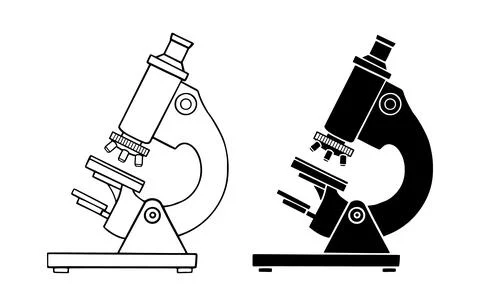 Microscope Outline and Solid Doodle Sketch. Education, Chemistry, Science, .. 스톡 일러스트
