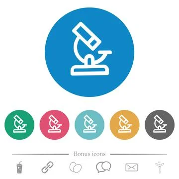 Microscope outline flat round icons Stock Illustration