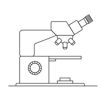 Microscope outline icon isolated on white Stock Illustration