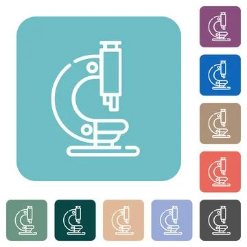 Microscope outline rounded square flat icons Illustrazione stock