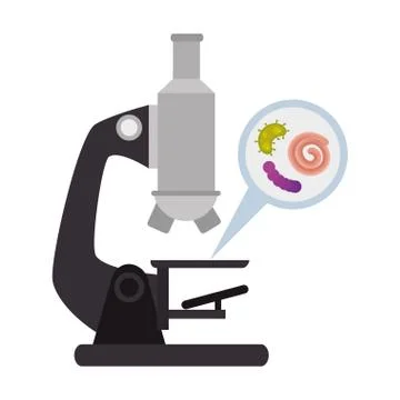 Microscope with particle covid 19 and microorganisms Stock Illustration