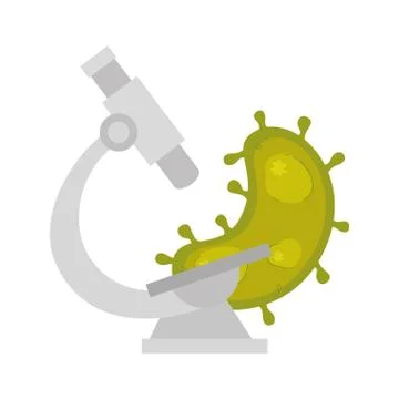 Microscope with particle covid 19 isolated icon Stock Illustration