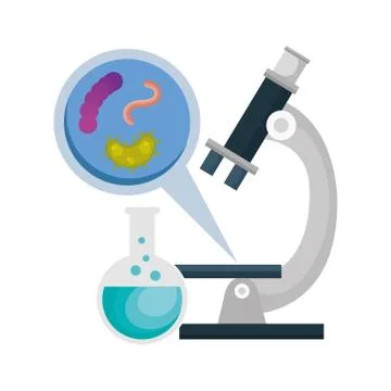 Microscope with particles covid 19 and tube test イラスト素材