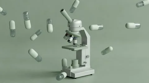 Microscope piles 3d medication Stock Illustration