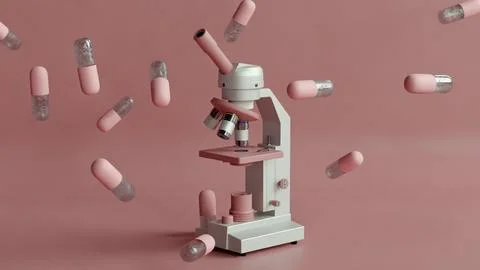 Microscope piles 3d medication Stock Illustration