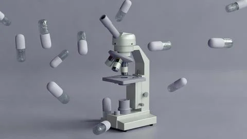 Microscope piles 3d medication Stock Illustration