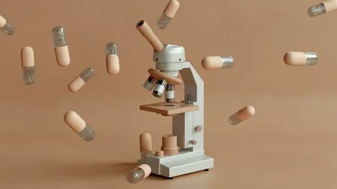 Microscope piles 3d medication Stock Illustration