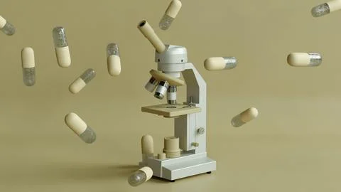 Microscope piles 3d medication Stock Illustration