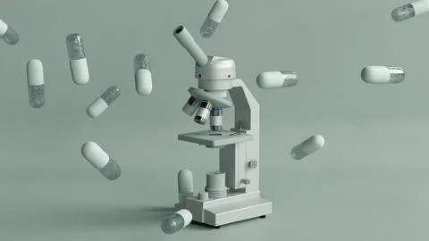 Microscope piles 3d medication Stock Illustration