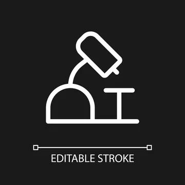 Microscope pixel perfect white linear ui icon for dark theme Illustrazione stock