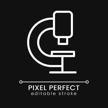 Microscope pixel perfect white linear icon for dark theme Illustrazione stock
