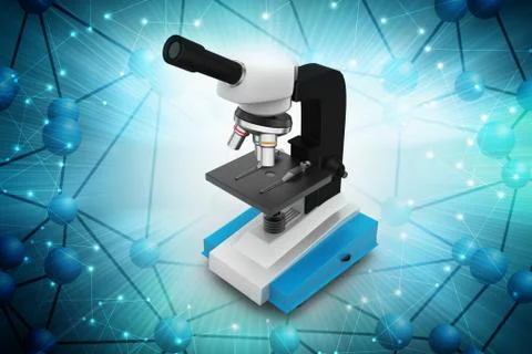 Microscope with platelets and virus in color background Stock Illustration