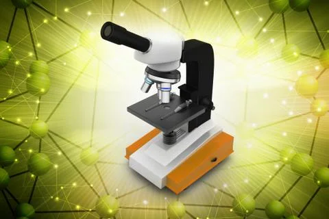 Microscope with platelets and virus in color background Stock Illustration