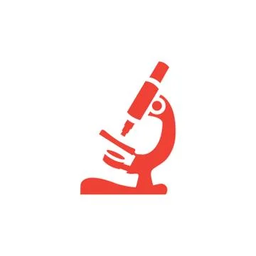 Microscope Red Icon On White Background. Red Flat Style Vector Illustration. Stock Illustration
