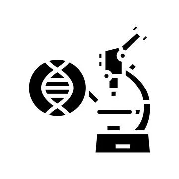 Microscope for research genetic molecule glyph icon vector illustration Stock Illustration