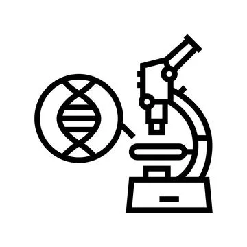 Microscope for research genetic molecule line icon vector illustration Illustrazione stock