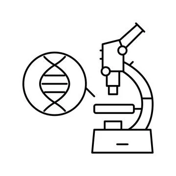 Microscope for research genetic molecule line icon vector illustration Illustrazione stock