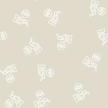 Microscope for research genetic molecule line seamless pattern 库存插图