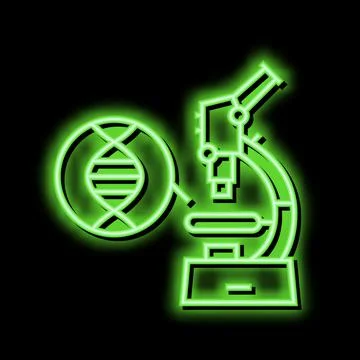 Microscope for research genetic molecule neon glow icon illustration Stock Illustration