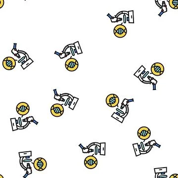 Microscope for research genetic molecule vector seamless pattern Stock Illustration