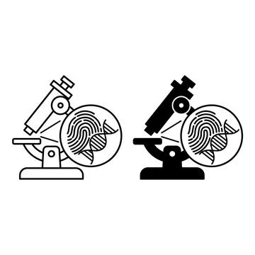 Microscope Research Icons. Line and Glyph Vector Illustrations. Examining F.. Stock Illustration
