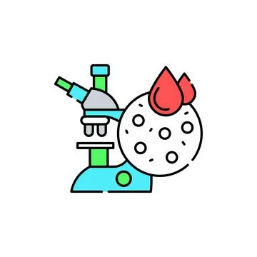 Microscope research line color icon. Diabetes. Medical equipment Illustrazione stock