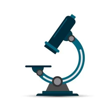 Microscope for research, simple flat design, flat image Stock Illustration