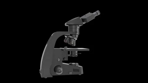 Microscope. A rotating 3D model on the black background. Isolated. 3D render 스톡 동영상 292887815