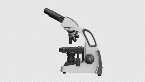 Microscope rotating on alpha channel background Stock Footage 309664967