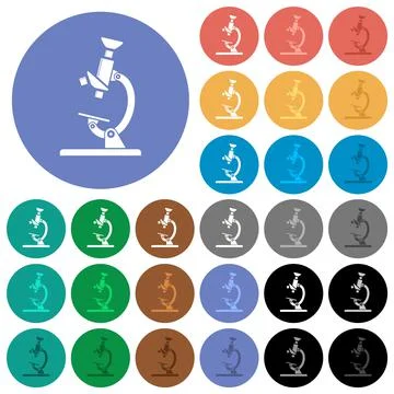 Microscope round flat multi colored icons Stock Illustration