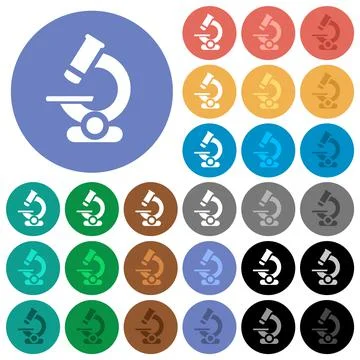 Microscope round flat multi colored icons Stock Illustration