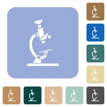 Microscope rounded square flat icons Illustrazione stock