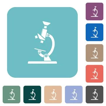 Microscope rounded square flat icons Illustrazione stock