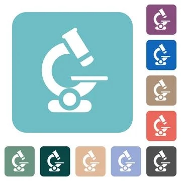 Microscope rounded square flat icons Stock Illustration