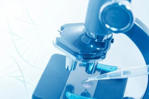 Microscope with sample Stock Photos