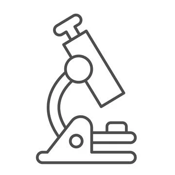 Microscope, school, magnifying glass, lens thin line icon, education concept Stock Illustration