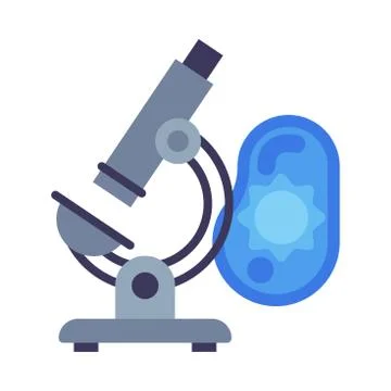 Microscope School or Scientific Research Equipment Flat Style Vector Stock Illustration