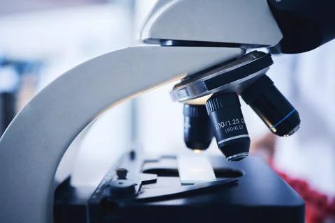Microscope, science and closeup backgrounds for investigation, expert analytics Stock Photos