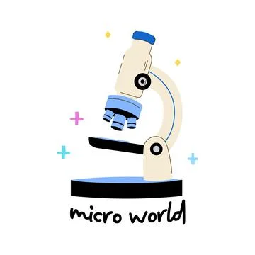 Microscope Science Clipart, Micro World Illustration, Laboratory Tech Graph.. Stock Illustration
