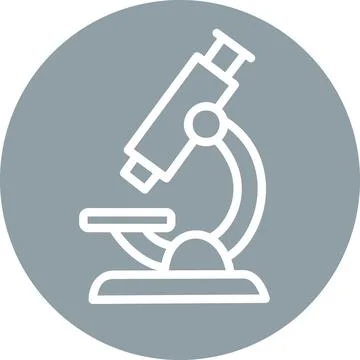 Microscope science icon round flat graphic Stock Illustration